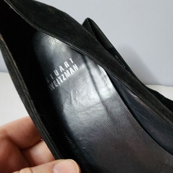 Stewart Weitzman black open toe heels women's size 8.5 velvety - Picture 2 of 5